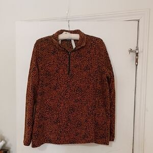 Land's End Soft Fleece Leopard Print Pullover Sweater L